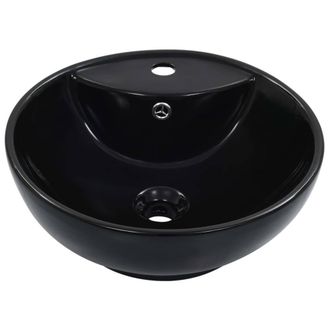 Berkfield Home Wash Basin with Overflow 46.5x18 cm Ceramic Black