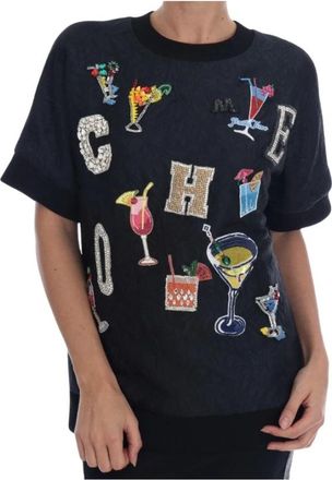 Dolce & Gabbana Trui met korte mouwen en ronde hals - Dames - T-shirts - Veelkleurig - XS - Katoen - Tops