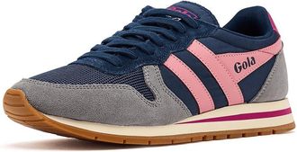 Gola Daytona Womens Shoes Navy/Cement/Coral Pink : 7.5 B - Medium, Leather/Suede/Textile