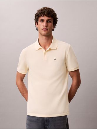 Calvin Klein Jeans Calvin Klein Mens Cotton Pique Classic Polo Shirt - White/Natural - 2XL
