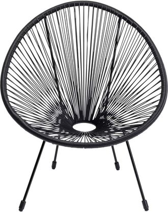 Kare Design Sillón de jardín apilable negro de polietileno y acero