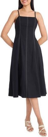 Maggy London Seam Detail Fit & Flare Midi Dress in Black at Nordstrom Rack, Size 18 (Similar To 16W)