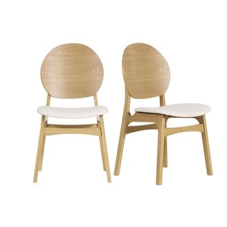 Miliboo Miliboo - Set De 2 Sillas N&oacute;rdicas De Madera Clara Y Borreguillo Blanco Elton