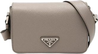 Prada Pre-owned Saffiano Crossbody Bag - Dames - Vintage Schoudertas - Grijs - ONE Size - Leer - Vintage