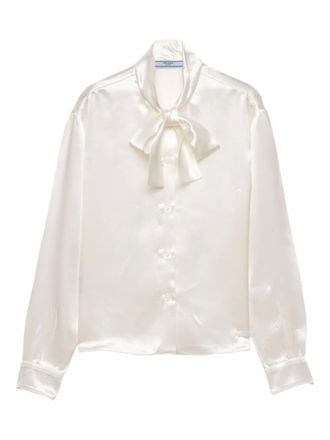 Prada scarf-collar satin shirt - White