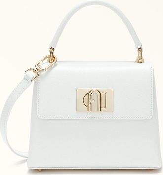 Furla 1927 Top Handle Mini Panna White Textured Leather Woman