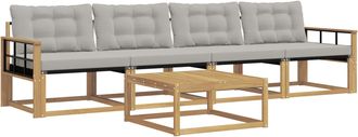 vidaXL Conjunto De Sof&aacute;s De Exterior 5 Uds. Blanco Y Gris Claro Vidaxl