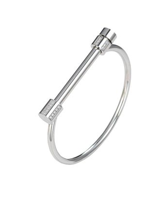 Eyecandy LA Eye Candy La Luxe Titanium Cz Krystal Cuff Bracelet