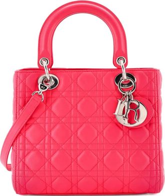 Dior Borsa a tracolla Lady Dior media in pelle di agnello trapuntata con motivo Cannage - Rosa