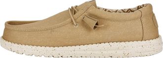 HeyDude Hey Dude - Mens Wally Canvas - Casual Slip-On Shoes - Moccasin Style, Tan, 11 UK