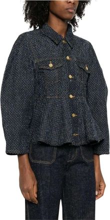 Ganni Denim Jackets, female, Blue, Size: 2XS Denim Jacket