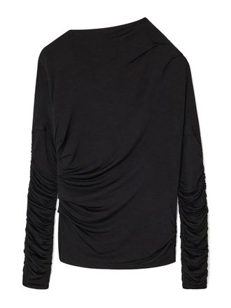 Ganni Shiny Jersey Ruched Top