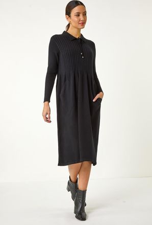 Roman Collared Neck Knitted Dress
