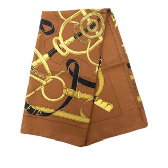 Herm&egrave;s Pre-owned Eperon DOr Sjaal - Dames - Pre-owned - Bruin - Maat: ONE Size Zijde
