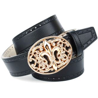 Anthoni Crown Lederg&uuml;rtel ANTHONI CROWN, Herren, Gr. 110, schwarz, Leder, unifarben, G&uuml;rtel Lederg&uuml;rtel, mit franz&ouml;sischer Lilie und Lochmuster