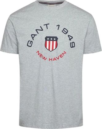 GANT Heren borst Logo T-Shirt (Lichtgrijs)