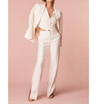 LoveShackFancy Poppet Straight Leg Tailored Pants In Antique White