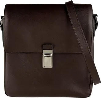 Prada Brown Leather Shoulder Bag (Pre-Owned)