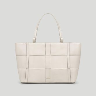 DeMellier The Florence in Chalk Fine Grain Leather Tote & Work bag