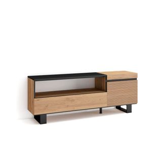 Skraut Home Mueble tv efecto madera roble 150x35x57cm con patas