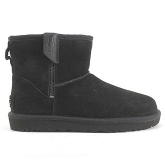 UGG Classic Mini Bailey Zip Suede Womens Zip Up Boots - Black - Size:UK 7