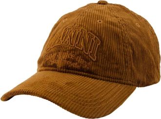 Ganni Corduroy Cap - Dames - Petten - Bruin - ONE Size - Katoen - Accessoires