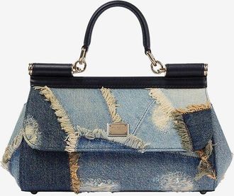 Dolce & Gabbana Handtasche aus Denimpatchwork Sicily Medium
