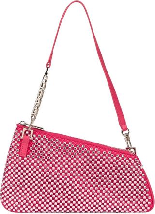 GCDS Gcds, Tassen, Dames, Roze, ONE Size, Nylon, Comma Notte Mesh Bag met Strass