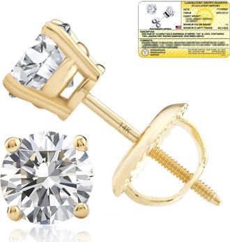MAX + STONE 14k Yellow/White Gold 1/4-2 Carat IGI Certified Lab Grown Diamond Stud Earrings