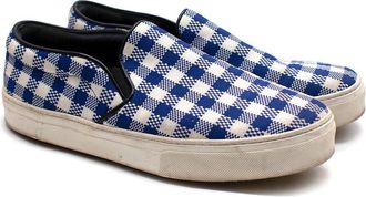 Celine Royal Blue and White Plaid Slip On Trainers Size 40