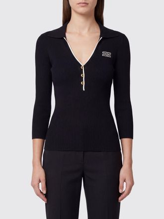Elisabetta Franchi Polo slim fit in maglia a coste a maniche lunghe