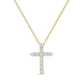 Diana M. Jewels 14kt Yellow Gold 1.00 cts Lab Grown Round Diamond Cross Pendant