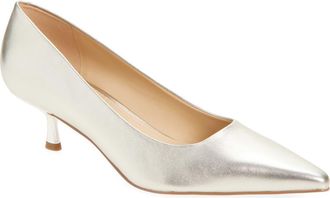 Marc Fisher Calynna Pointed Toe Kitten Heel Pump in Gold at Nordstrom, Size 8.5