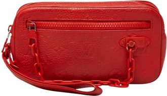 Louis Vuitton Red Color Leather Clutch Bag Pochette (Pre-Owned)