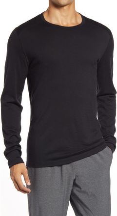 Icebreaker Oasis Long Sleeve Wool Base Layer T-Shirt in Black at Nordstrom, Size Small