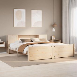 vidaXL Cama Con Estanter&iacute;a Sin Colch&oacute;n Madera Maciza De Pino 180x200cm Vidaxl