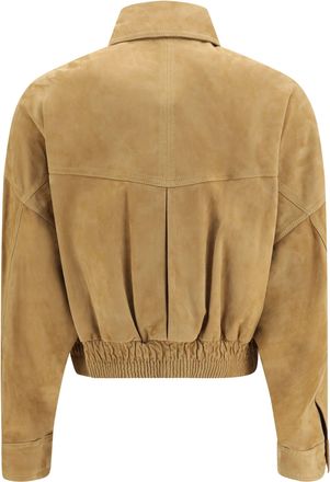 Versace Womens Suede Blouson Jacket Natural Lamb