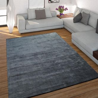 Paco Home Tappeto Realizzato a Mano Pregiato 100% Viscosa Effetto Velluto Vintage Antracite Brillante 80x150 cm - Paco Home