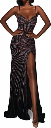 Alyce Paris Long Sweetheart Neckline Corset Straight Dress In Fuchsia/black
