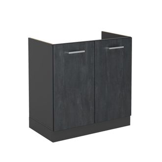 Vicco Armario Bajo Para Fregadero R-line, Hormig&oacute;n Negro, 80 Cm Sin Encimera