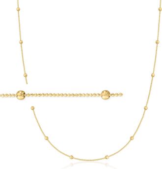 RS Pure by Ross-Simons 2mm 14kt Yellow Gold Bead Station Necklace