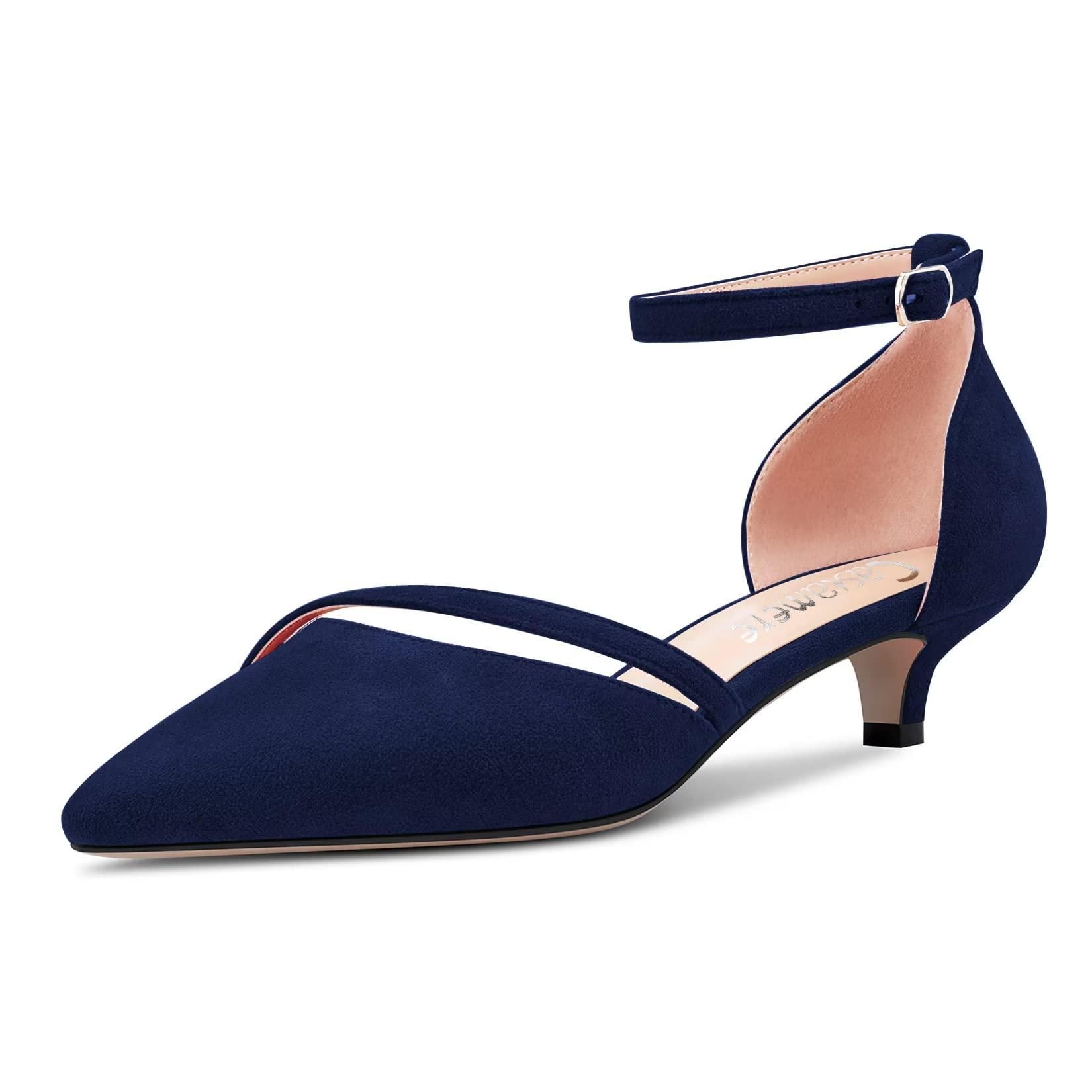 Navy Blue Kitten Navy Court Shoes Low Heel Navy Ladies Court Shoes Low Heel  Kitten Heel, image size:1650x1650