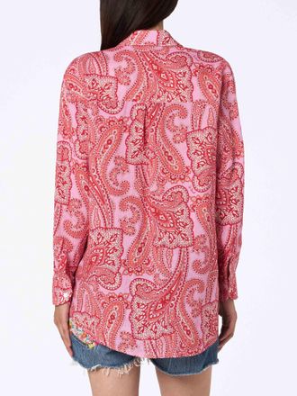 MC2 Saint Barth Woman Linen Shirt Alodie With Paisley Print And Pockets