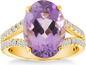 Pompeii3 4 3/4Ct Amethyst Diamond Split Shank Engagement Ring 14k White or Yellow Gold