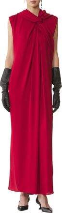 Lanvin Long Knotted Dress In Satin in Red Anemone at Nordstrom, Size 38 Eu