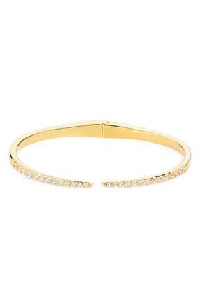 Nordstrom Open Hinged Cubic Zirconia Cuff in Clear- Gold at Nordstrom Rack