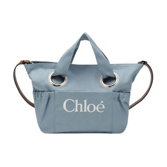 Chlo&eacute; Bolso Tote Bordado con Logo - Bags - Mujer - Azul - ONE SIZE