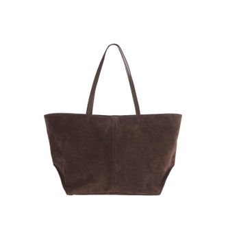Jil Sander Brown Suede Tote Bag With Leather Handles