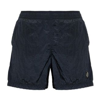 Stone Island Shorts met logopatch - Heren - Korte Broeken - Zwart - XL - Korte Broeken