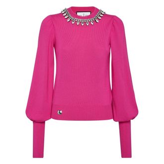 Philipp Plein Truien & Vesten, Dames, Roze, XS, Wol, Gebreide Pullover